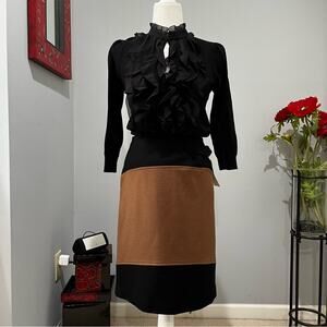 NEW Willi Smith Italian Wool Tailored Classic Colorblock A-line Skirt Sz 4 NWT